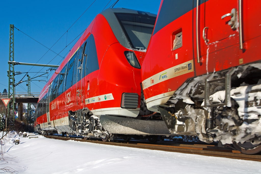 Das etwas andere Hamsterbild....und das bei Schnee im März...

442 754 / 254 (vierteiliger Bombardier Talent 2) gekuppelt mit 442 601 / 101 (dreiteiliger Bombardier Talent 2)  fährt am 13.03.2013 als RE 9 - Rhein Sieg Express (RSX) Aachen - Köln - Siegen, vom Bahnhof Betzdorf/Sieg weiter in Richtung Siegen.
