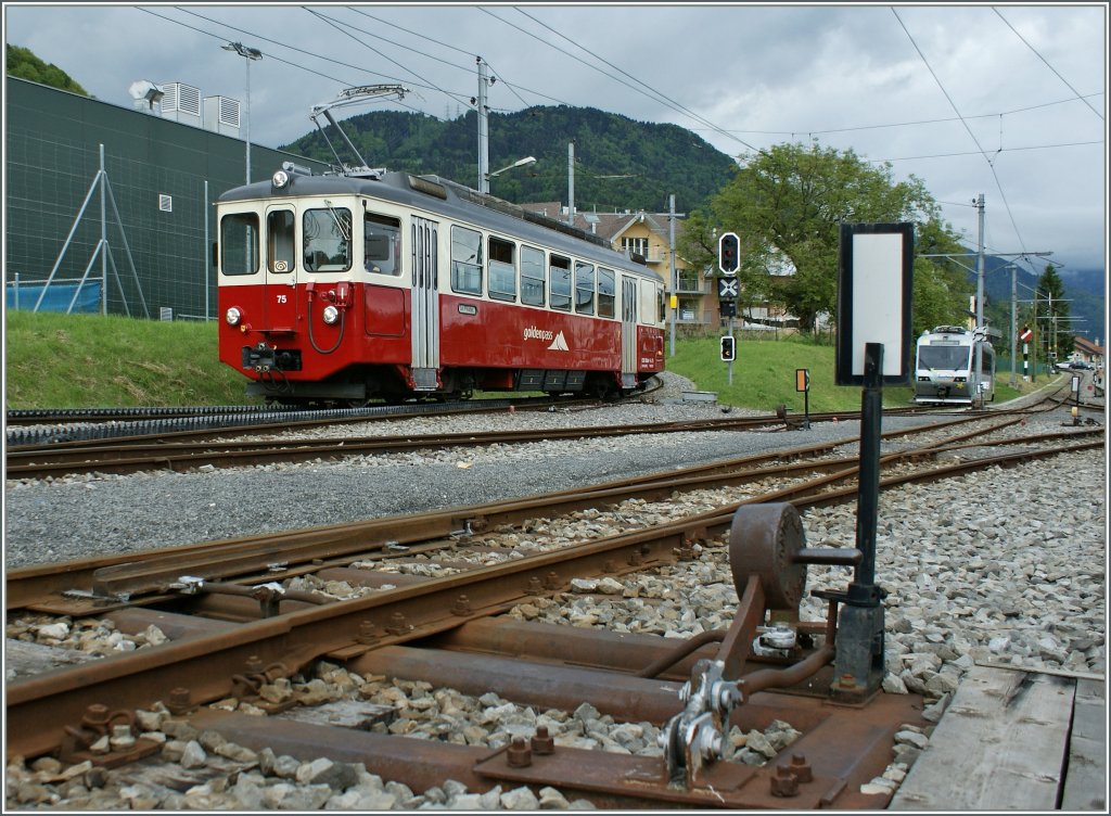 Der CEV BDeh 2/4 75 in Blonay.
22. Mai 2012