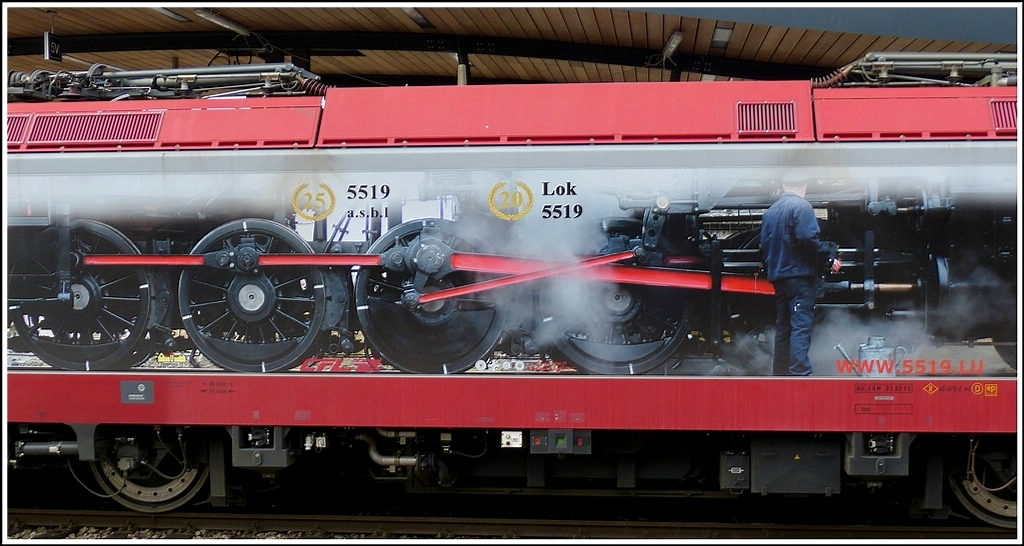 Die Werbung f�r die Dampflok 5519. 30.04.2012 (Hans)