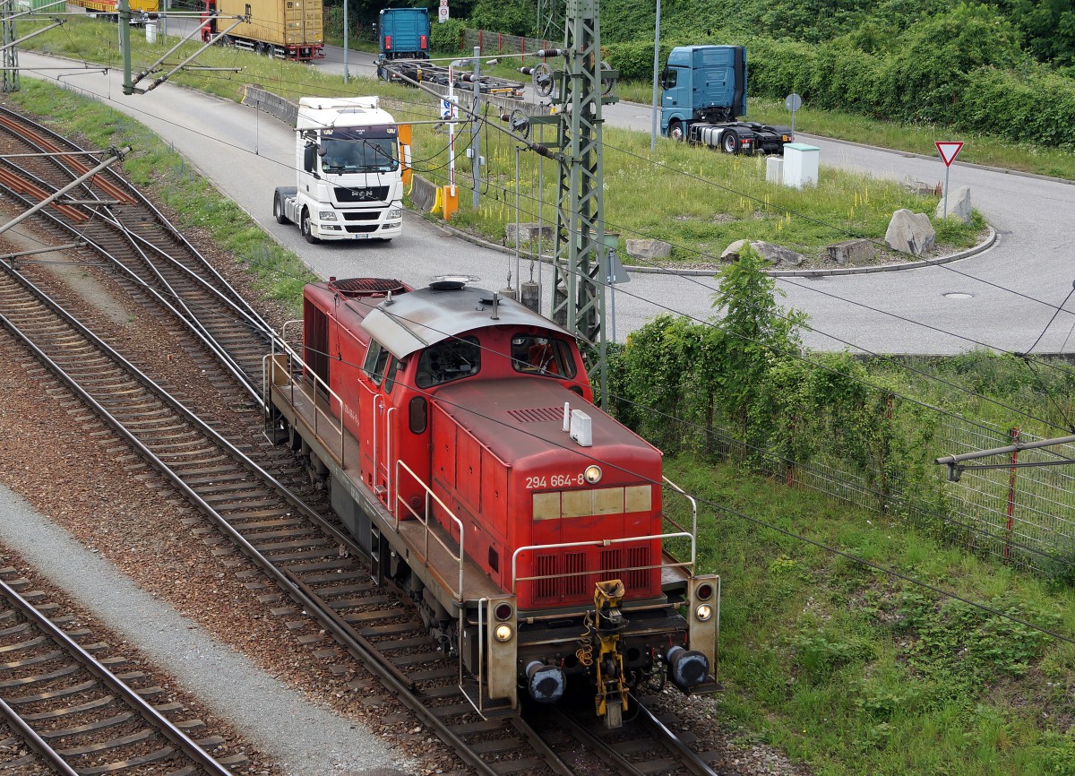 DB: Rangierlok 294 664-8 in Weil am Rhein am 23. Juni 2015.
Foto: Walter Ruetsch