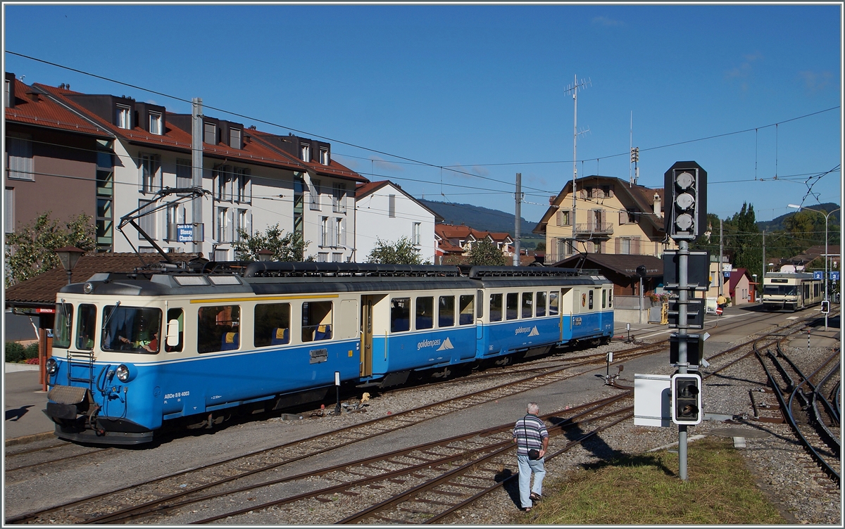 Der MOB ABDe 8/8 4003  Berne  zu Gast bei der Blonay Chamby Bahn.
Blonay, den 13. SEpt, 2014