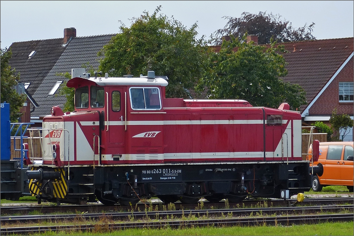 Diesellok Mak G 700 C (98 80 0263 011-5 D-EVB); Bj 1975; Bau Nr. 500068; Bauart C-dh; seit 08.1981 bei der EVB im Einsatz; gesehen in der Abstellung in Bremerv�rde. 17.09.2019