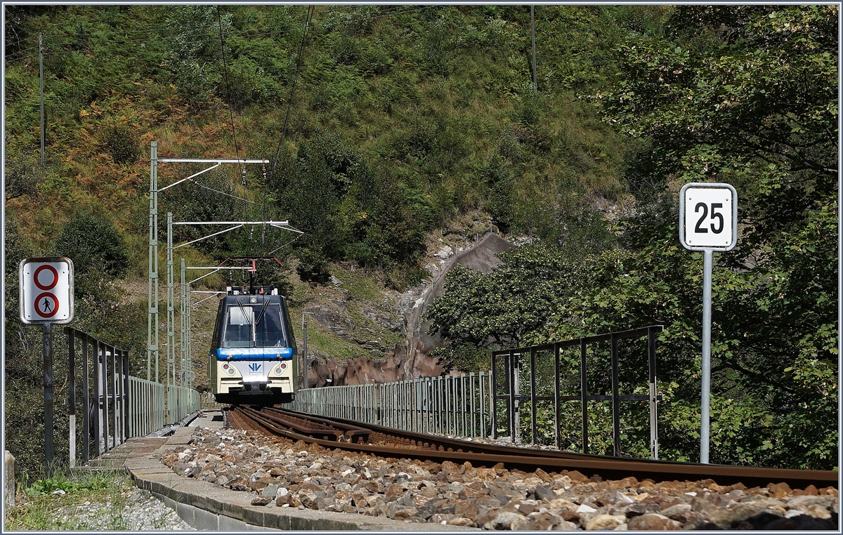 Ein Treno Panoramic auf dem Isorno Viadukt bei Intragan.
20. Sept. 2016