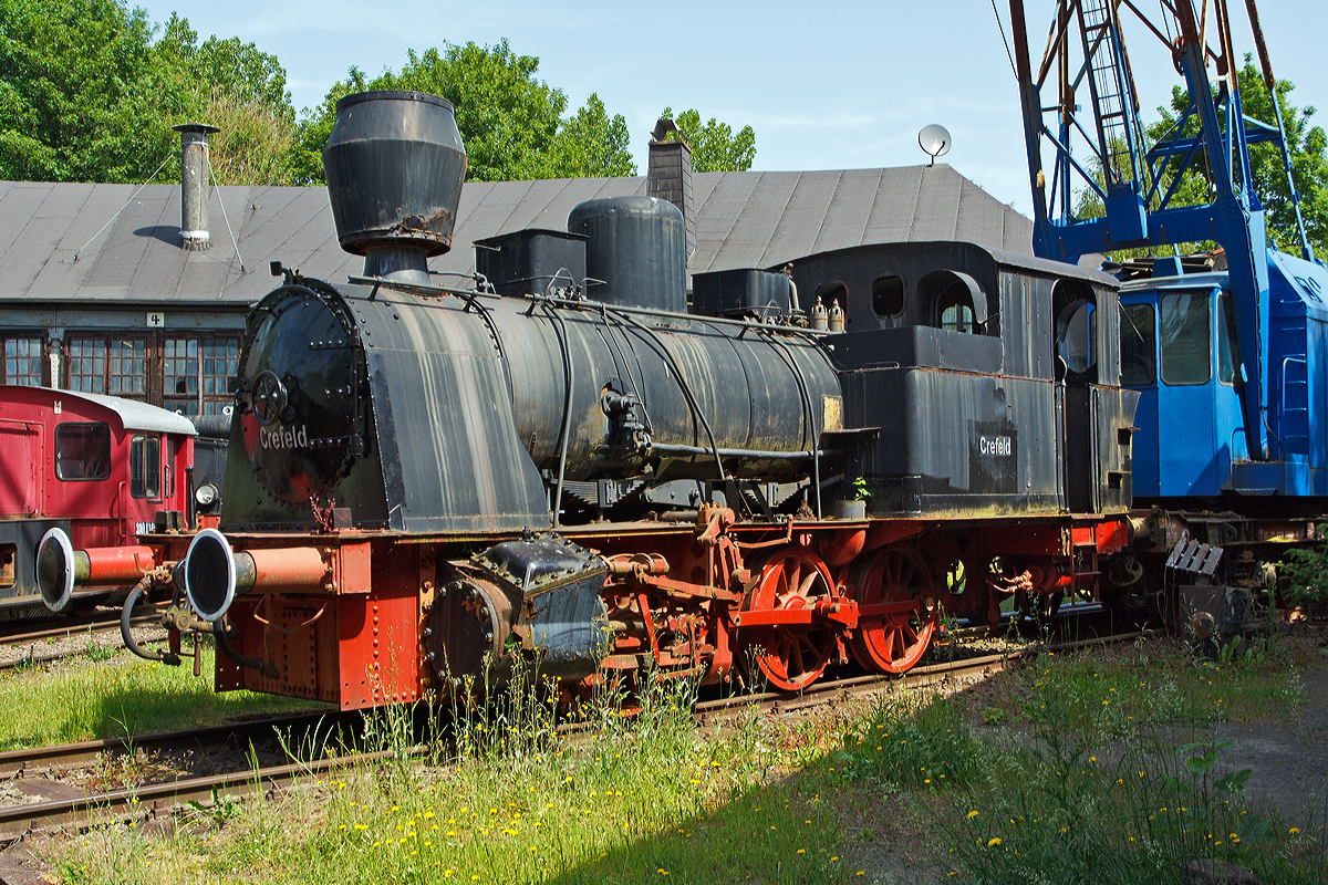 Eine Dampflok der Bauart Hohenzollern Crefeld, eine verstärkte preußische T3,  am 09.06.2014 im Dampflok-Museum Hermeskeil. 

Die Tenderlokomotive wurde 1913 von der Aktiengesellschaft für Lokomotivbau Hohenzollern in Düsseldorf unter der Fabriknummer 3295 gebaut und an als Lok 3 an die Rheinische AG für Braunkohlenbergbau und Brikettfabrikation in Köln (später Rheinsche Braunkohlenwerke AG - Lok 310) geliefert. 

Von 1966 bis 1987 stand sie auf dem Spielplatz  Zum Donnerbach  in Brühl. 1987 ging sie an die MEP (Museumseisenbahn Paderborn) bis sie 1989 zum Dampflokmuseum Hermeskeil kam. 

Die Dampflok-Bauart  Crefeld C  ist eine leistungsgesteigerte Variante der preußischen T 3 die von der Lokomotivfabrik Hohenzollern speziell für den Einsatz auf Werkbahnen konstruiert worden war. Zwischen 1895 und 1919 entstanden mehr als 100 Lokomotiven dieses Typs in der Grafenberger (Stadtteil von Düsseldorf) Lokschmiede Hohenzollern AG. Obwohl sich die Grundkonstruktion bewährte, wurden im Laufe der Zeit unterschiedliche Varianten von diesem Typ hergestellt. Insgesamt sind vier Lokomotiven dieser Bauart erhalten.

 
Technische Daten des Typs Crefeld:
Bauart:  C n2t
Länge über Puffer:   9.200 mm
Dienstgewicht:   40 t
Achslast:   14 t
Höchstgeschwindigkeit:  30 km/h      
Leistung:   350 PSi
Treibraddurchmesser:   1.080 mm
Steuerungsart:   Heusinger mit Hängeeisen
Zylinderanzahl:   2
Zylinderdurchmesser :  430 mm
Kolbenhub:   550 mm
Kesselüberdruck:   12 - 13 bar
Verdampfungsheizfläche:   88 - 99,5 m2
