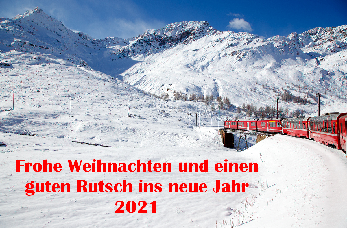 Meine besten Weihnachtswüsche an alle.........
Bleibt alle gesund. Ja dieses Jahr besinnen wir uns alle vielleicht doch etwas mehr auf das wichtigste und das ist einfach die Gesundheit.

Zum Bild:
Am 04.11.2019 aus RhB Regionalzug (von Tirano nach St. Moritz) zwischen Ospizio Bernina und Bernina Lagalb heraus fotografiert, ein letzter Blick hinauf.