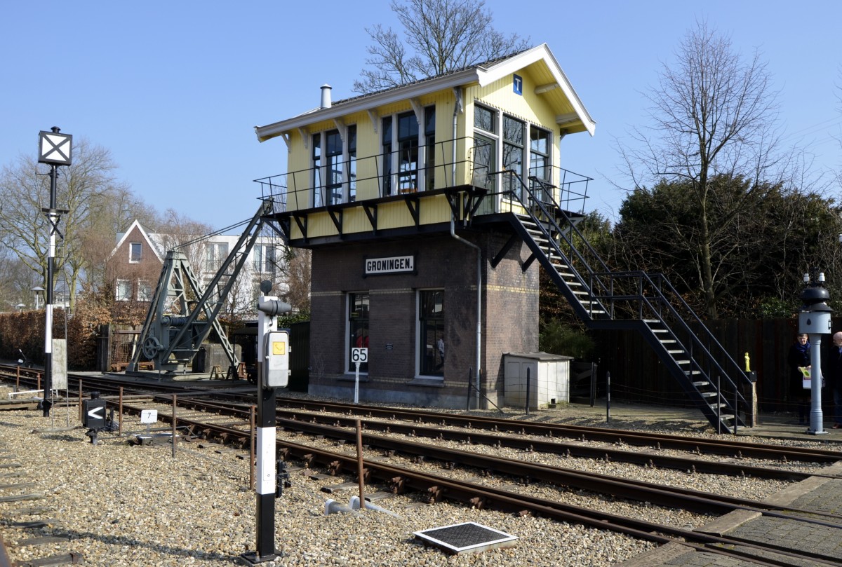 Nederlands Spoorwegmuseum Utrecht: Historisches Stellwerk auf dem Au�engl�nde. (12.03.2016)