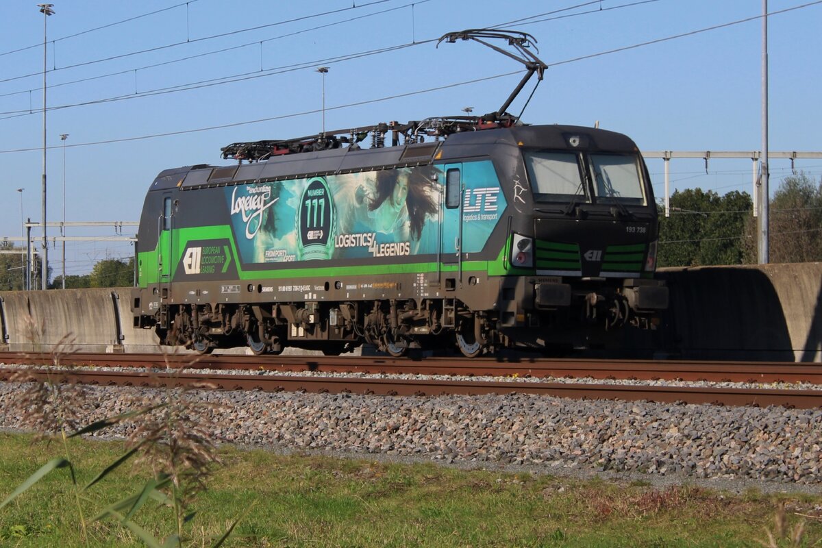 Tfzf f�r LTE 193 738 durch Valburg am 5 Oktober 2024.