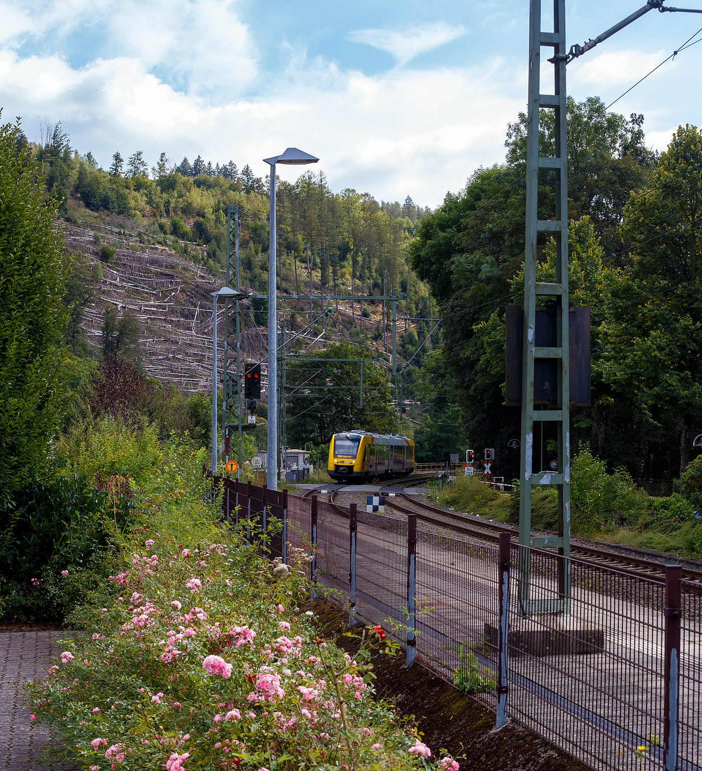 Der VT 504 (95 80 1648 104-5 D-HEB / 95 80 1648 604-4 D-HEB) ein Dieseltriebwagen vom Typ Alstom Coradia LINT 41 der neuen Generation der HLB (Hessische Landesbahn GmbH), erreicht am 15 September 2024 den Bahnhof Kirchen (Sieg). Er fährt als RB 90  Westerwald-Sieg-Bahn  (Altenkirchen/Westerwald - Au/Sieg - Betzdorf/Sieg – Siegen) , Umlauf HLB61722.

Der VT 504 (LINT 41) wurde von ALSTOM Transport Deutschland GmbH (vormals LHB) in Salzgitter-Watenstedt unter der Fabriknummer D041418-004 gebaut und im Juli 2015 n die HLB für den Standort Siegen ausgeliefert. 