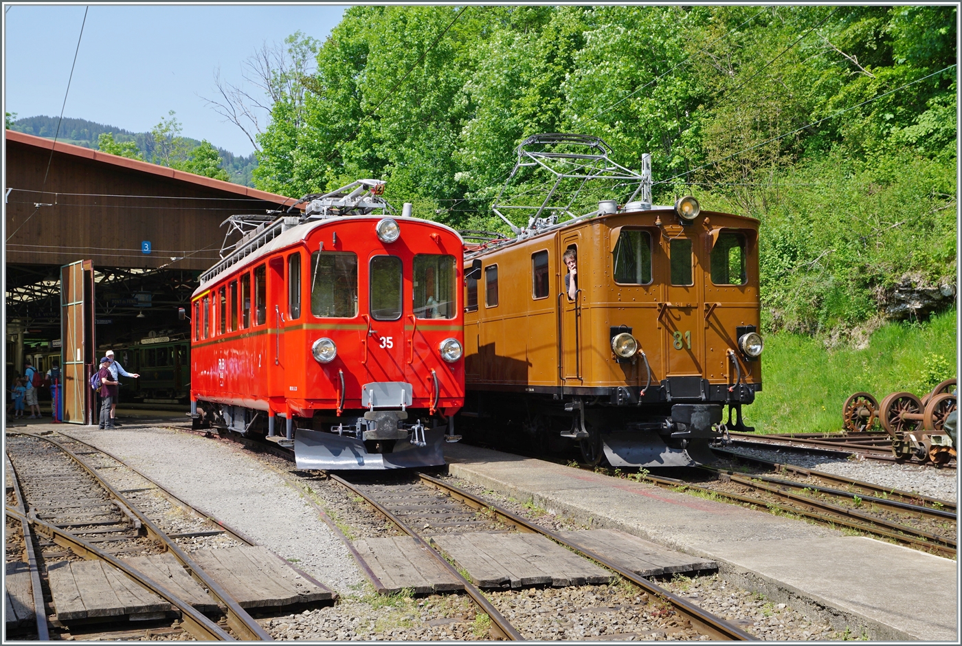 Festival Suisse de la vapeur / Schweizer Dampffestival 2023 der Blonay-Chamby Bahn: Neben der �berraschung in Form des RhB Bernina Bahn ABe 4/4 I 35 in Chaulin pr�sentiere sich die RhB Bernina Bahn Ge 4/4 81 gleich daneben und weckte Erinnerungen Bernina Festival zum 50 Jahre Jubil�um vor f�nf Jahren. F�r Liebhaber von Dampfloks: Es kommen noch Bilder, die dem Titel  Festival Suisse de la vapeur / Schweizer Dampffestival 2023  der Blonay-Chamby Bahn etwas mehr entsprechen, doch f�r mich war diese Szene das Highlight an diesem sehr gut gelungen Wochenende. Besten Dank der B-C! 

29. Mai 2023