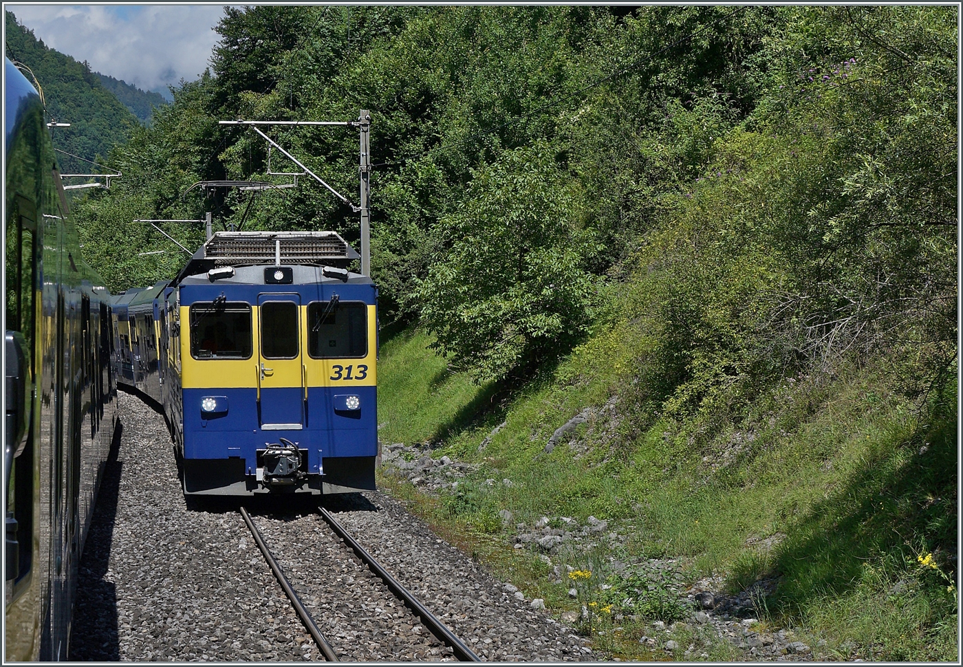 Wie gut kann man auch in den neuen BOB Zügen (zum Teil) die Fenster öffnen und wie gut ist die Strecke hier zweispurig, so konnte ich den ABeh 4/4 313 der BOB zwischen Wilderswil und Zweilütschinen mit seinem Regionalzug nach Lauterbrunnen/Grindelwald fotografieren. 

23. Juli 2024