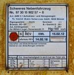 Anschiftentafel des AAW 2 Aufnahme- und Abzugswagen (Schweres Nebenfahrzeug Nr.