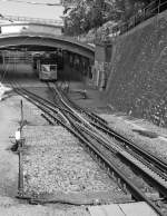   Die Weichen an der Talstation der Drachenfelsbahn am 06.06.2014 in K�nigswinter.