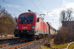   Der ÖBB Taurus 1116 066 (91 81 1116 066-2 A-ÖBB) hat mit einem ARS Altmann Autotansportzug (mit geschlossene Doppelstock Autotransportwaggons) am 24.03.2018 in Neustadt (Hessen) Hp 0.