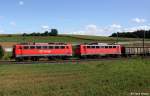 DB Cargo 140 789-9 + DB 140 625 vor Ganzzug mit Zuckerr�ben in Richtung N�rnberg, KBS 880 Passau - N�rnberg, fotografiert bei Sinngr�n am 06.09.2011 