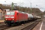   Die 145 035-2 der DB Schenker Rail fährt am 08.02.2014 mit einem Kesselwagenzug durch Bf Betzdorf/Sieg in Richtung Siegen.