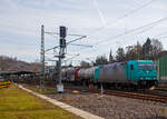 Die 185 609-5 (91 80 6185 609-5 D-ATLU) der Alpha Trains Luxembourg f�hrt am 09.02.2023 mit einem gemischten G�terzug durch den Betzdorf (Sieg) in Richtung K�ln.