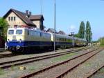 E10 1239 mit Rheingoldexpress der 60er-Jahre am 14.08.2010 im Rheinisches Industriebahn-Museum (RIM) in K�ln Nippes.