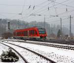 Dieseltriebwagen 648 201 / 701 (Alstom Coradia LINT 41) der DreiL�nderBahn als RB 95 (Au/Sieg-Siegen-Dillenburg), am 24.02.2013kurz vor der Einfahrt in den Bahnhof Betzdorf/Sieg.
