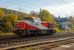 Die KSW 47 (92 80 1271 027-5 D-KSW), ex D 2 der HFM, eine Vossloh G 1000 BB der KSW (Kreisbahn Siegen-Wittgenstein), am 30.10.2019 auf Rangierfahrt in Kreuztal.