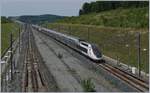 Zwei Euroduplex sind TGV 9898 von Marseille nach Frankfurt unterwegs und erreichen Belfort Montb�liard TGV.