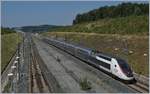 Der SNCF TGV 4712, unterwegs als TGV 9896 von Montpellier nach Luxembourg, erreicht seinen n�chsten Halt, den Bahnhof Belfort-Montb�liard.