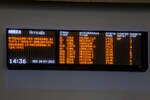 Ankunftstafel (Ank�nfte / Arrivi / Arrivals) vom Bahnhof Catania Centrale am 20.07.2022 (um 14:37 Uhr).