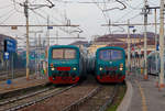 Z  wei Regionalzüge der TRENORD stehen Steuerwagen voraus am 29.12.2015 im Bahnhof Milano Porta Genova (Stazione di Milano Porta Genova) zur Abfahrt bereit.