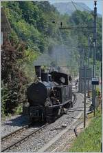 Die SBB Brünig Talbahn G 3/4 208 der Ballenberg Dampfbahn beim Rangieren in Brienz anlässlich der  Dampftage Brienz 2018 .