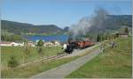 Die CTVJ E 3/3 8494 dampft kurz nach Le Pont mit ihrem Museumszug Richtung Le Brassus.