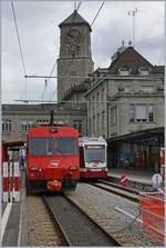 Der Bahnhof St.Gallen AB mit Z�gen nach Appenzell (BDeh 4/4 15) und Trogen Be 4/8 31.