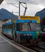 MIB - Triebwagen Be 4/4 8 im Bahnhof Meiringen am 29.09.2012.