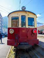 Der wunderschöne ehemalige Martigny-Châtelard-Bahn (MC) Triebwagen ABDeh 4/4 32  le tracteur  ( der Traktor ) vom Verein Train Nostalgique du Trient, ex MC BCFe 4/4, ex SBB CFeh 4/4