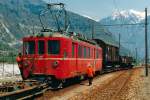 RhB:  BELLINZONA-MESOCCO-BAHN  Noch im April 1987 fanden beim Valmoesa-Werk zwischen Lumino und San Vittore Rangierfahrten mit dem BDe 4/4 491 statt.