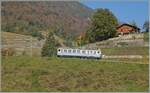 Da der schöne Triebwagen gleich hinter der Kurve verschwinden wird noch ein letztes Bild des  Association ASD 1914 BCFe 4/4 in den Rebbergen oberhalb von Aigle.