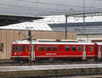   Der RhB Be 4/4 516 am 17.02.2017 beim Bahnhof Landquart (aufgenommen aus dem Zug heraus).