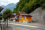 Die Talstation der Brienz-Rothorn-Bahn (BRB) am 09.09.2021 in Brienz, direkt gegenüber den zb Bahnhof.