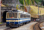   Der Rocheres de Naye Bhe 4/8 304  La Tour-de-Peilz   der Transports Montreux–Vevey–Riviera (MVR), ex Chemin de fer Glion–Rochers-de-Naye (GN), am 16.09.2017 abgestellt in Montreux.